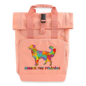 Berger des Pyrénées Face Rase Multicolore - Sac à dos Roll Top à deux anses - rose liberty - Devant