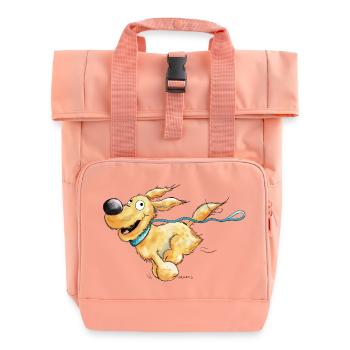Flotter Hund Mit Hundeleine Geht Gasse - Rolltop Rucksack mit zwei Griffen - Chintzrosa - Vorne
