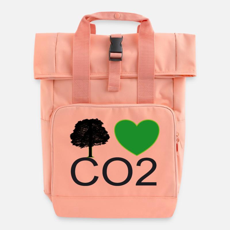 Ich Liebe CO2 Herz Grafik - Rolltop Rucksack mit zwei Griffen - Chintzrosa