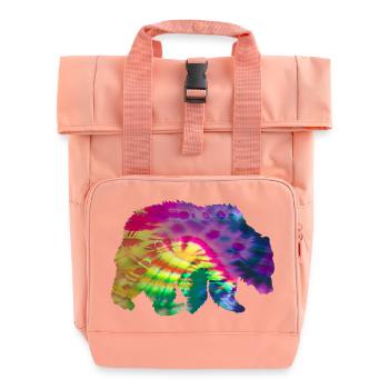 Bear Silhouette Tie Dye Batik Pattern - Roll Top Backpack with Two Handles - chintz rose - Front