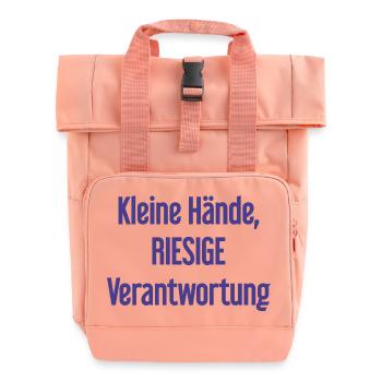 Small Hands, Huge Responsibility Parent Saying - Roll Top Backpack with Two Handles - chintz rose - Front
