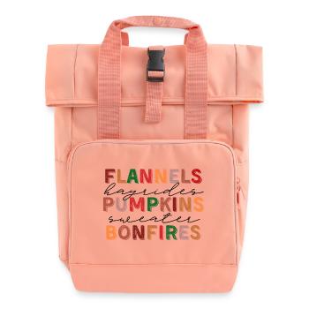 🍂 Flannels, Pumpkins & Bonfires – Fall Vibes - Roll Top Backpack with Two Handles - chintz rose - Front