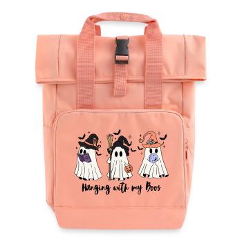 🧙 ♀️ Witchy Ghost Squad – Spooky & Cute 👻 - Roll Top Backpack with Two Handles - chintz rose - Front