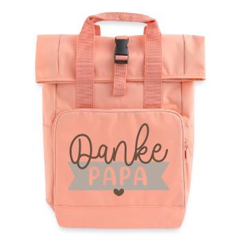 Danke Papa - Rolltop Rucksack mit zwei Griffen - Chintzrosa - Vorne