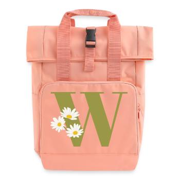 Lettre w vert marguerites - Sac à dos Roll Top à deux anses - rose liberty - Devant