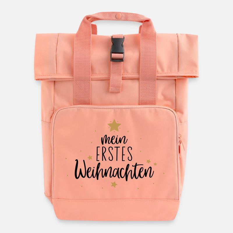 my first Christmas - Roll Top Backpack with Two Handles - chintz rose