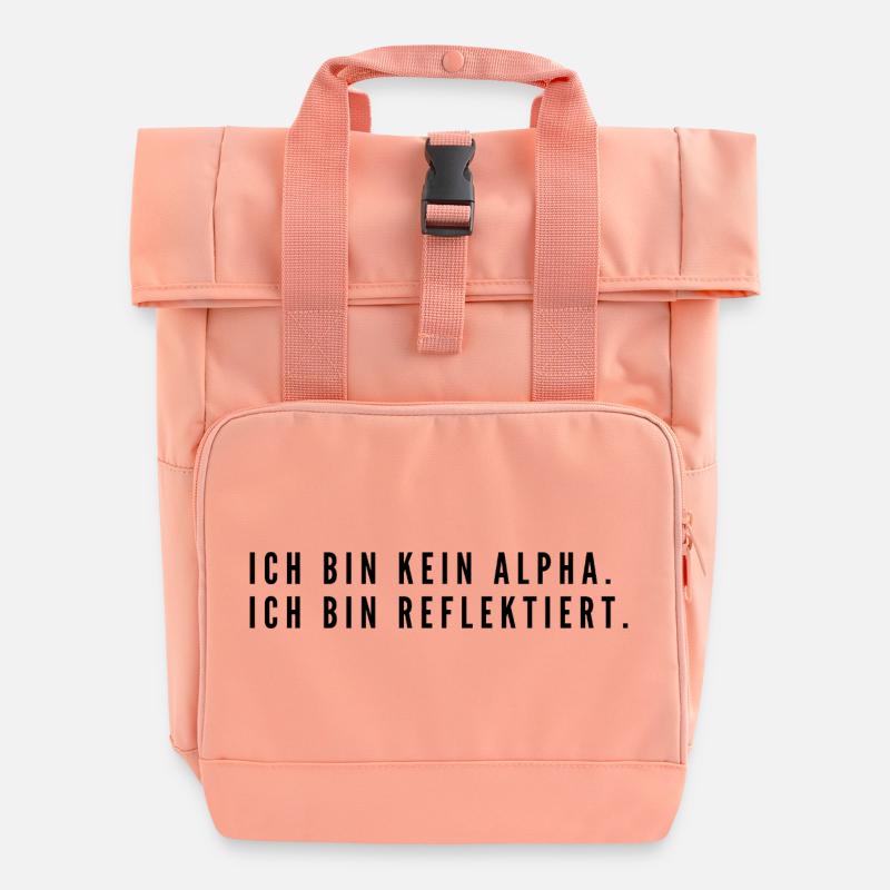 Bin kein Alpha, bin reflektiert | minimalistisch - Rolltop Rucksack mit zwei Griffen - Chintzrosa