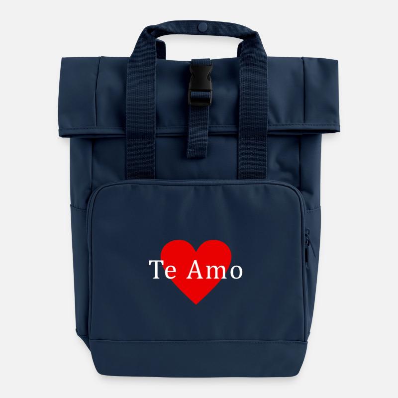 Te Amo Ich liebe dich mit Herz geschenkidee - Rolltop Rucksack mit zwei Griffen - Navy