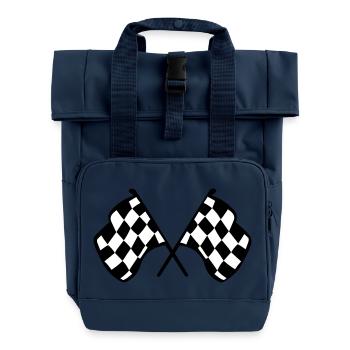 Drapeaux de course à damier - Sac à dos Roll Top à deux anses - bleu marine - Devant