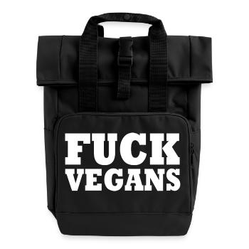 Fuck Vegans - Roll Top Backpack with Two Handles - black - Front