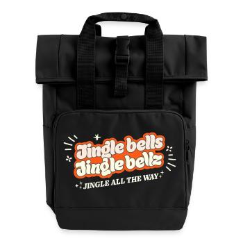 Weihnachtsfestliche und farbenfrohe Jingle Bells humorvoll - Rolltop Rucksack mit zwei Griffen - Schwarz - Vorne