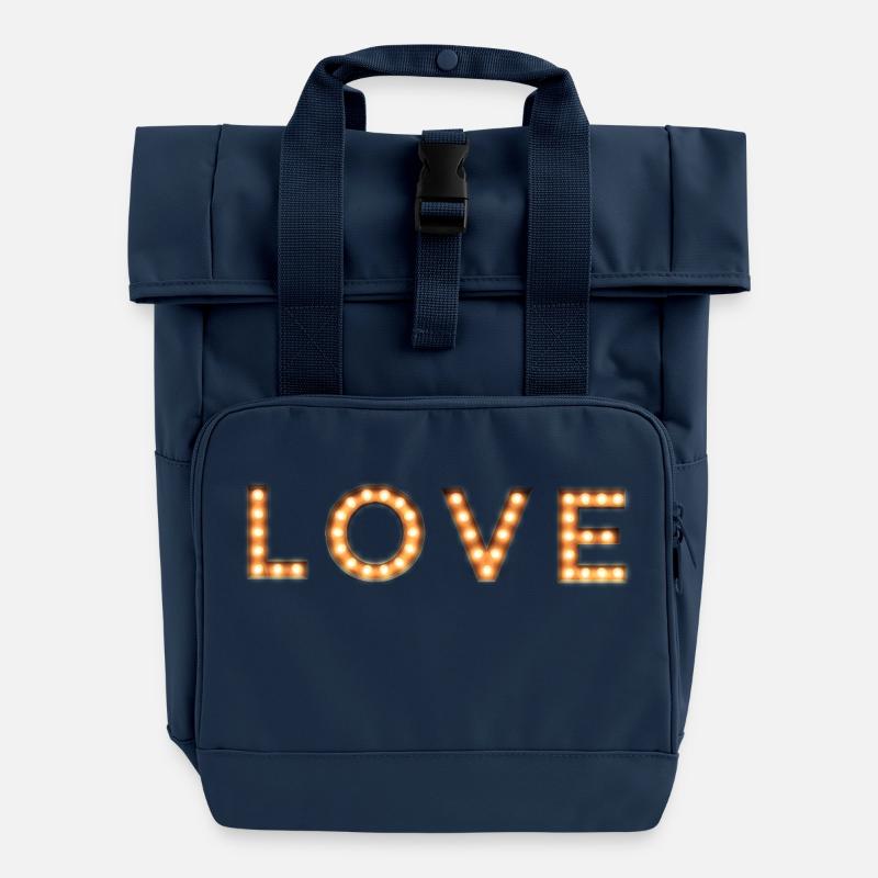 Love & love - Roll Top Backpack with Two Handles - navy