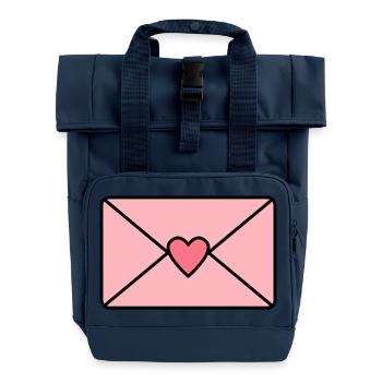 Love letter with heart - Roll Top Backpack with Two Handles - navy - Front