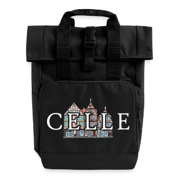 Celle, Niedersachsen, Fachwerkhäuser, Deutschland - Rolltop Rucksack mit zwei Griffen - Schwarz - Vorne