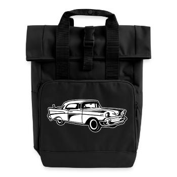 Chevy Bel Air / Oldtimer 01_schwarz weiß - Rolltop Rucksack mit zwei Griffen - Schwarz - Vorne