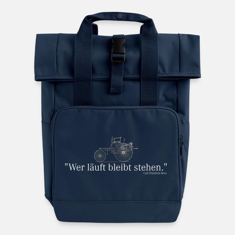 Wer läuft bleibt stehen - Rolltop Rucksack mit zwei Griffen - Navy