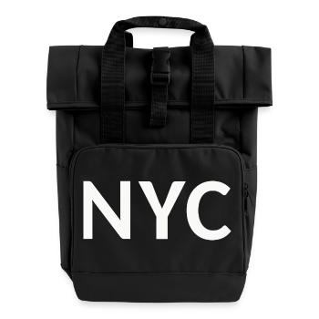 NYC Schriftzug - Rolltop Rucksack mit zwei Griffen - Schwarz - Vorne