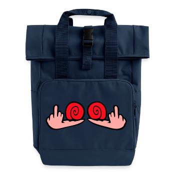 Schnecke Mittelfinger Beleidigung Wichser Fuck You - Rolltop Rucksack mit zwei Griffen - Navy - Vorne