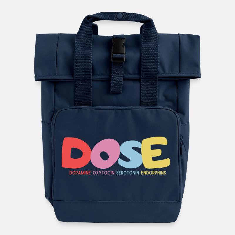 DOSE-Dopamine•Oxytocin•Serotonin•Endorphins - Roll Top Backpack with Two Handles - navy