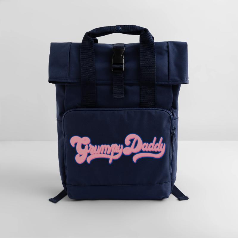 Grumpy Daddy Retro Script - Farbe "Bubble Gum" Rolltop Rucksack mit zwei Griffen