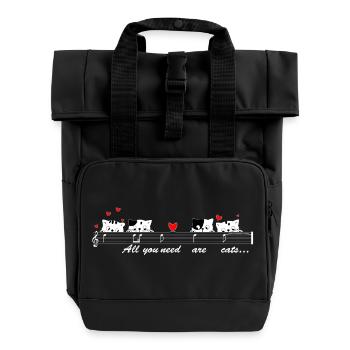 Singende Katzen mit Melodie f. dunkle Kleidung. - Rolltop Rucksack mit zwei Griffen - Schwarz - Vorne
