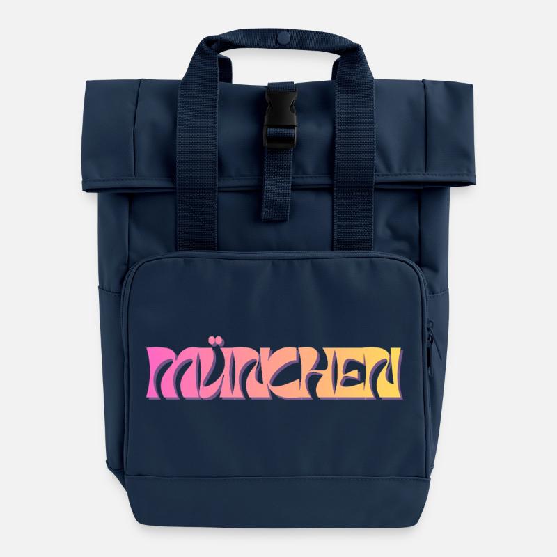 Muenchen_Schriftzug Bavière - Sac à dos Roll Top à deux anses - bleu marine