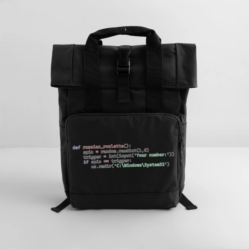 Python Russian Roulette Roll Top Backpack with Two Handles