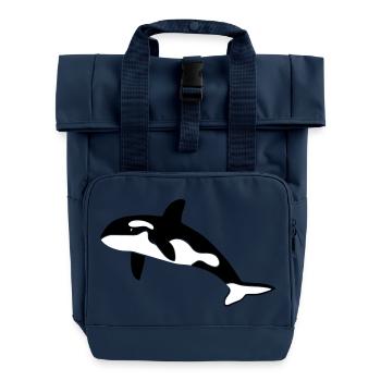 orca orka wal killer whale delfin delphin dolphin - Rolltop Rucksack mit zwei Griffen - Navy - Vorne