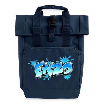 Graffiti im Enzo-Stil - Rolltop Rucksack mit zwei Griffen - Navy - Vorne
