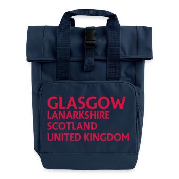 Glasgow – Scotland Textdesign - Roll Top Backpack with Two Handles - navy - Front