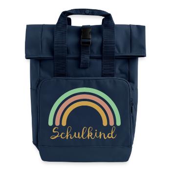 Schulkind Regenbogen - Rolltop Rucksack mit zwei Griffen - Navy - Vorne