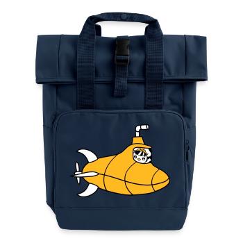 U-Boot Vogel Ente Kapitän Küken Süß Comic Cartoon - Rolltop Rucksack mit zwei Griffen - Navy - Vorne