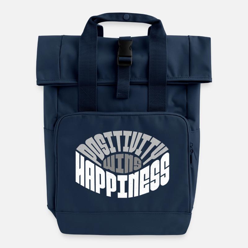 Positivity only - Roll Top Backpack with Two Handles - navy