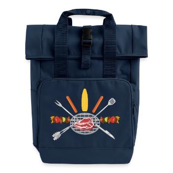 Grillfest-Illustration – BBQ für echte Kerle - Rolltop Rucksack mit zwei Griffen - Navy - Vorne
