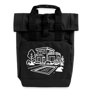 Haus Villa Ferienhaus - Rolltop Rucksack mit zwei Griffen - Schwarz - Vorne