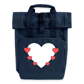 Cœur avec de petits cœurs - Sac à dos Roll Top à deux anses - bleu marine - Devant