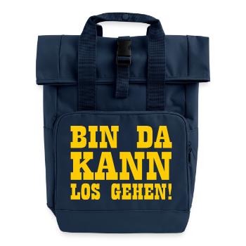 Bin da kann losgehen - Rolltop Rucksack mit zwei Griffen - Navy - Vorne