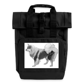 Finnish Lapphund sticker - Roll Top Backpack with Two Handles - black - Front