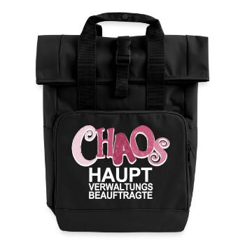 Chaos Beauftragte - lustiger Spruch für Mütter - Rolltop Rucksack mit zwei Griffen - Schwarz - Vorne