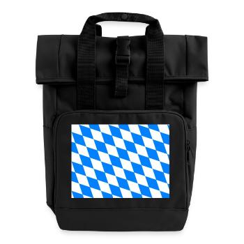 Bayern Bayrisch Bayern Flagge Rauten Karo - Rolltop Rucksack mit zwei Griffen - Schwarz - Vorne