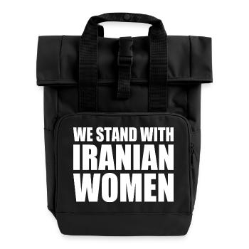 We stand with iranian women - Rolltop Rucksack mit zwei Griffen - Schwarz - Vorne