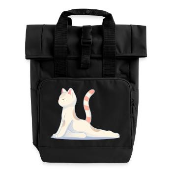 Katze in meditativer Yoga-Pose - Rolltop Rucksack mit zwei Griffen - Schwarz - Vorne