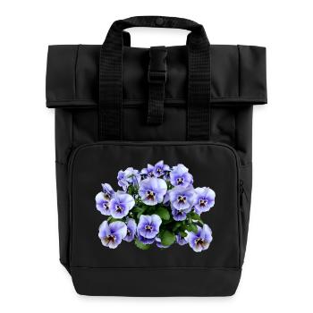 flowers lilies tulips orchids sunflower dahlia ger - Roll Top Backpack with Two Handles - black - Front