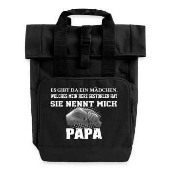 Papa Tochter - Rolltop Rucksack mit zwei Griffen - Schwarz - Vorne