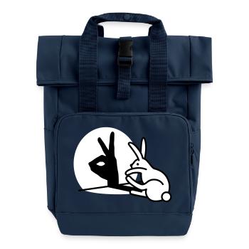 Funny Rabbit hand shadow puppets humor pop art - Roll Top Backpack with Two Handles - navy - Front