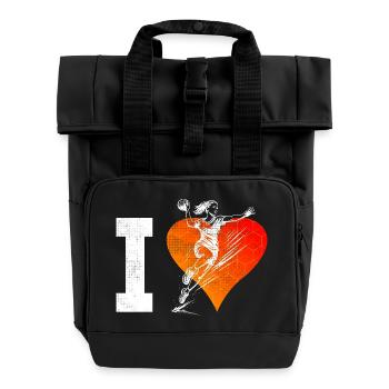 Einfach Handball zeitloses Design fuer Frauen - Rolltop Rucksack mit zwei Griffen - Schwarz - Vorne