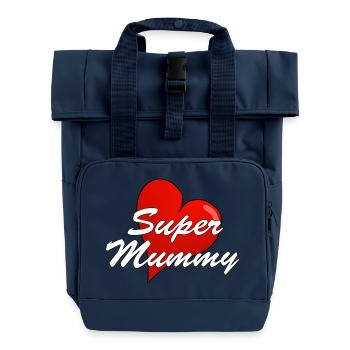 SUPER MUMMY - Roll Top Backpack with Two Handles - navy - Front