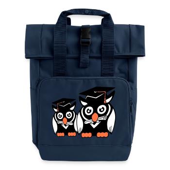 2 Eulen Schulabschluss College Abitur Student Team - Rolltop Rucksack mit zwei Griffen - Navy - Vorne