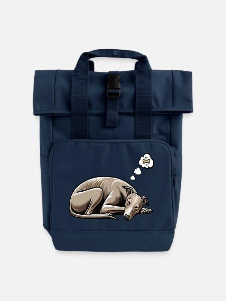 Whippet Windhund Whippets Windhundbesitzer - Rolltop Rucksack mit zwei Griffen - Navy