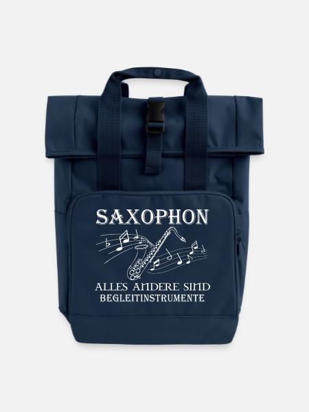Saxophon - Rolltop Rucksack mit zwei Griffen - Navy